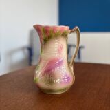 Heron and lily pitcher, St Clément factory, 1920s - vintage water carafe