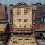 Series of 8 Renaissance hunting lodge chairs in walnut circa 1850