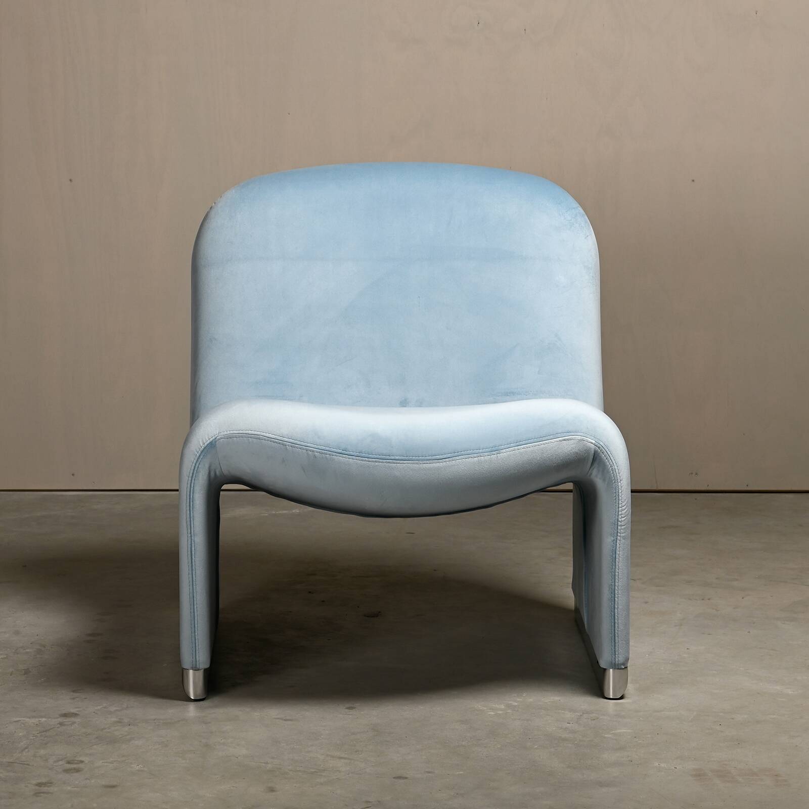 Giancarlo Piretti Alky Lounge Chair Sky Blue Velvet for Anonima Castelli
