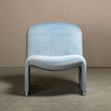 Giancarlo Piretti Alky Lounge Chair Sky Blue Velvet for Anonima Castelli