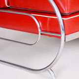 Restored Bauhaus Sofa by Robert Slezak, High-Quality Leather, Chrome, 1930s