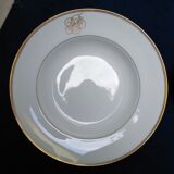 12 porcelain hollow plates of Limoges gold fillet and monogram