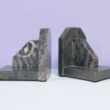 vintage Art Deco set of pink grey marble book stands