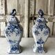 Pair of Delft-style earthenware vases, 20th century