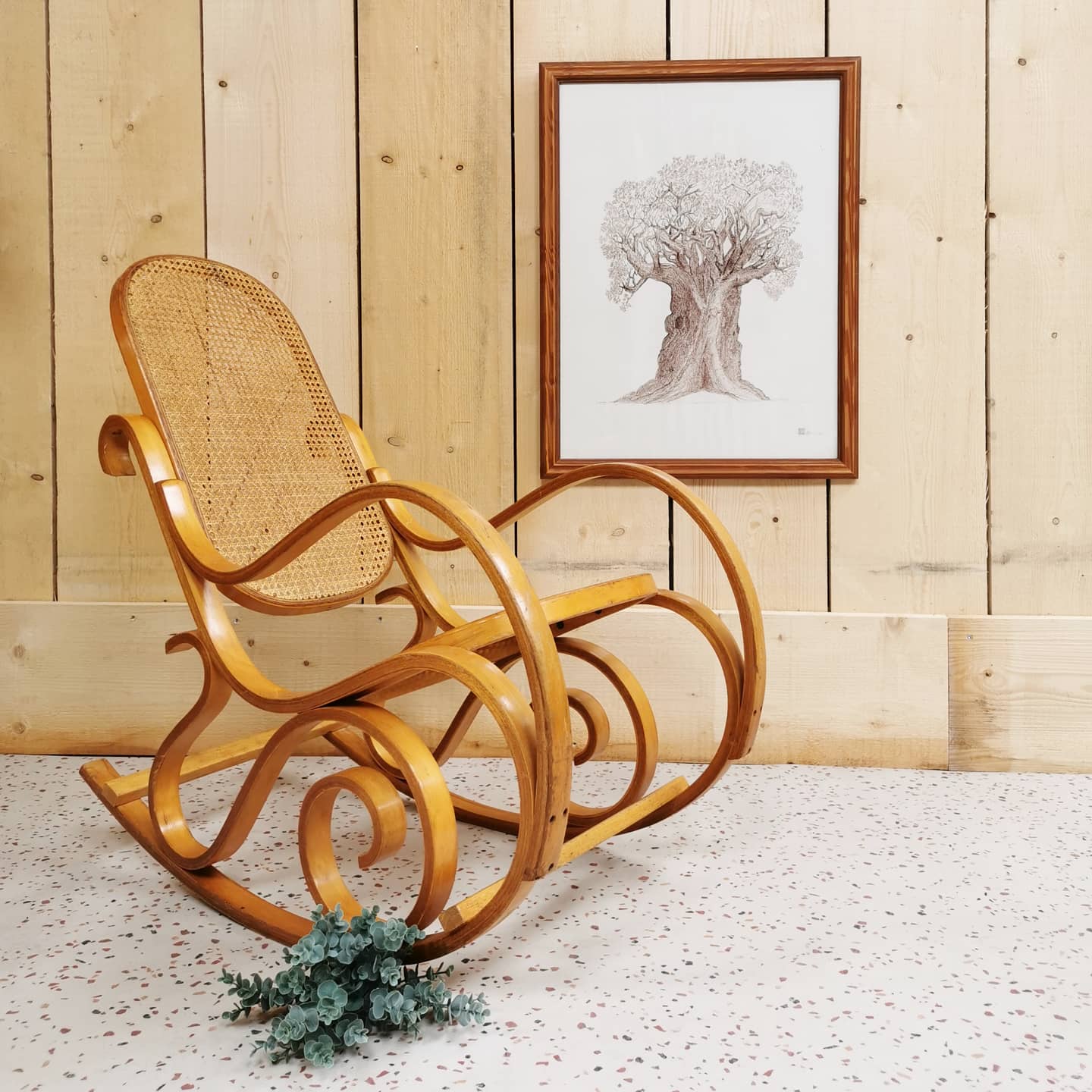 Rocking chair in caning