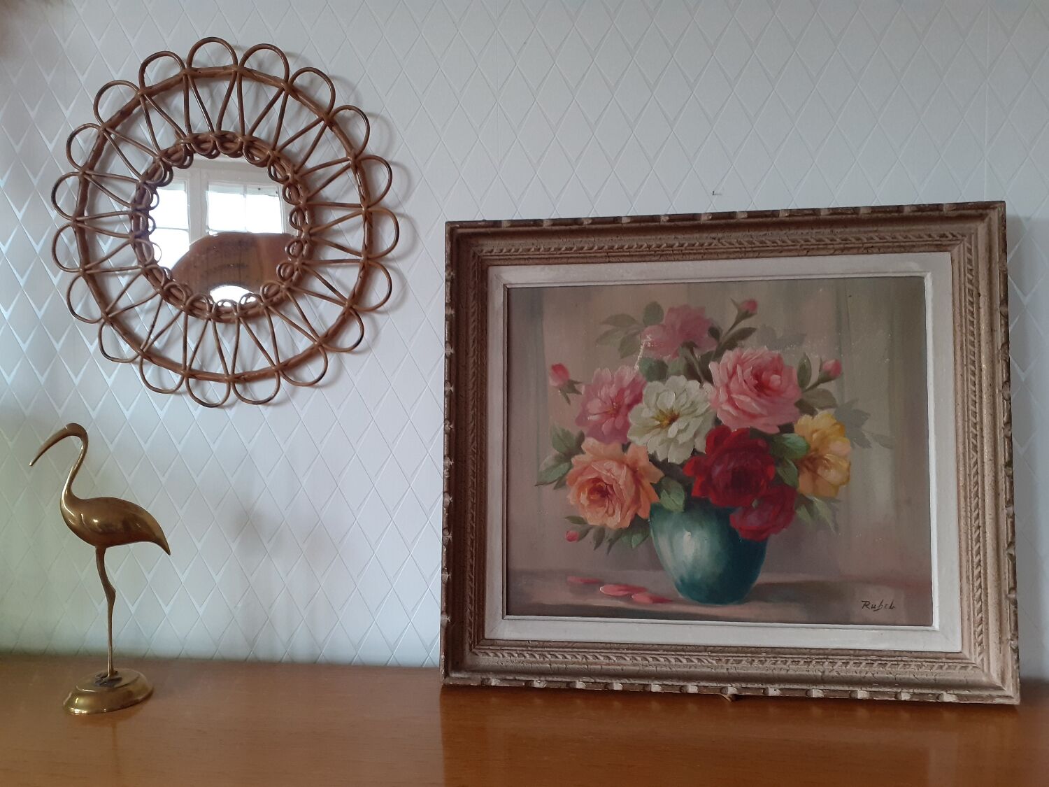 Tableau nature morte bouquet de roses