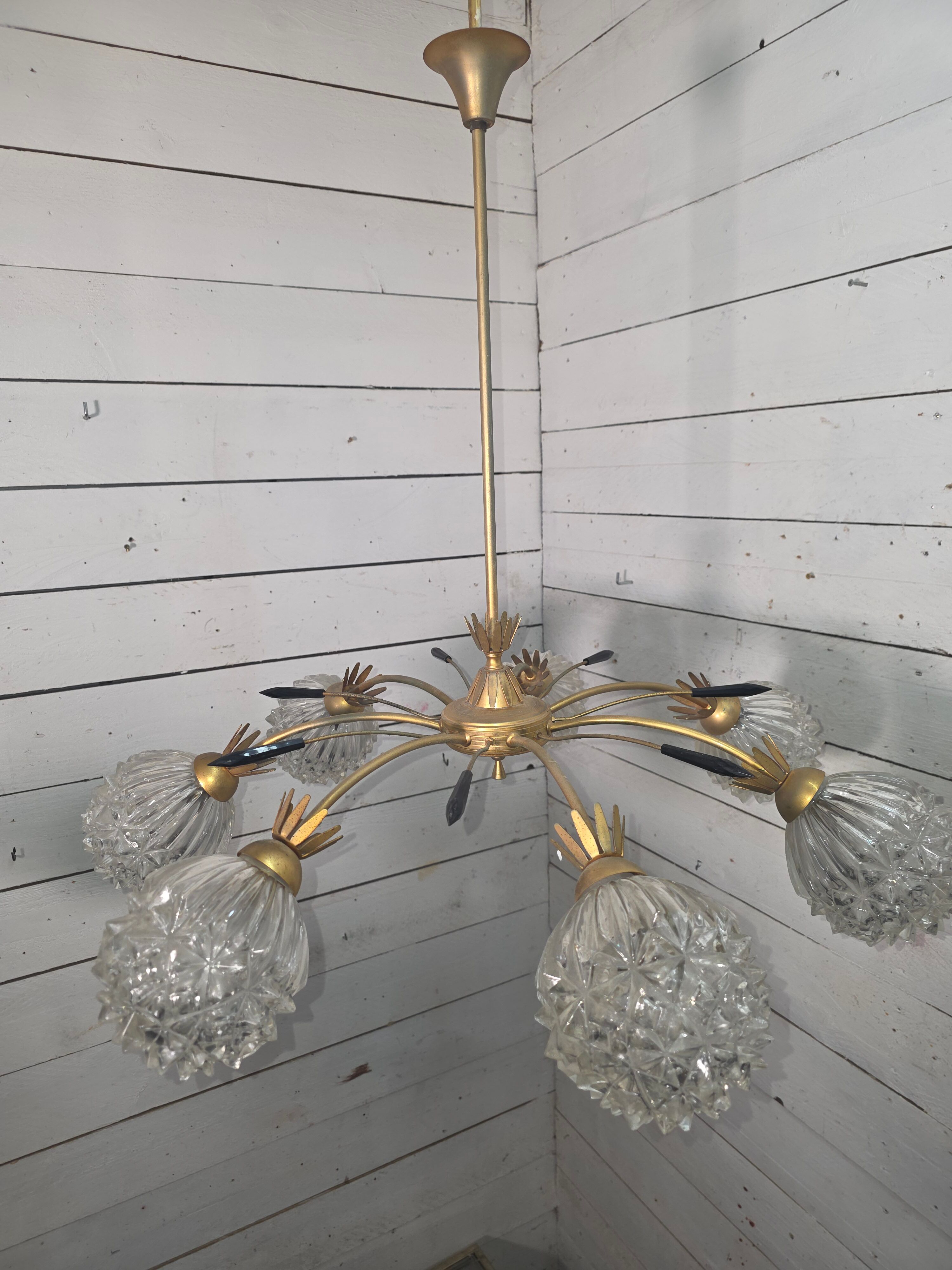 Vintage chandelier with 7 lights from the 60s/70s.
