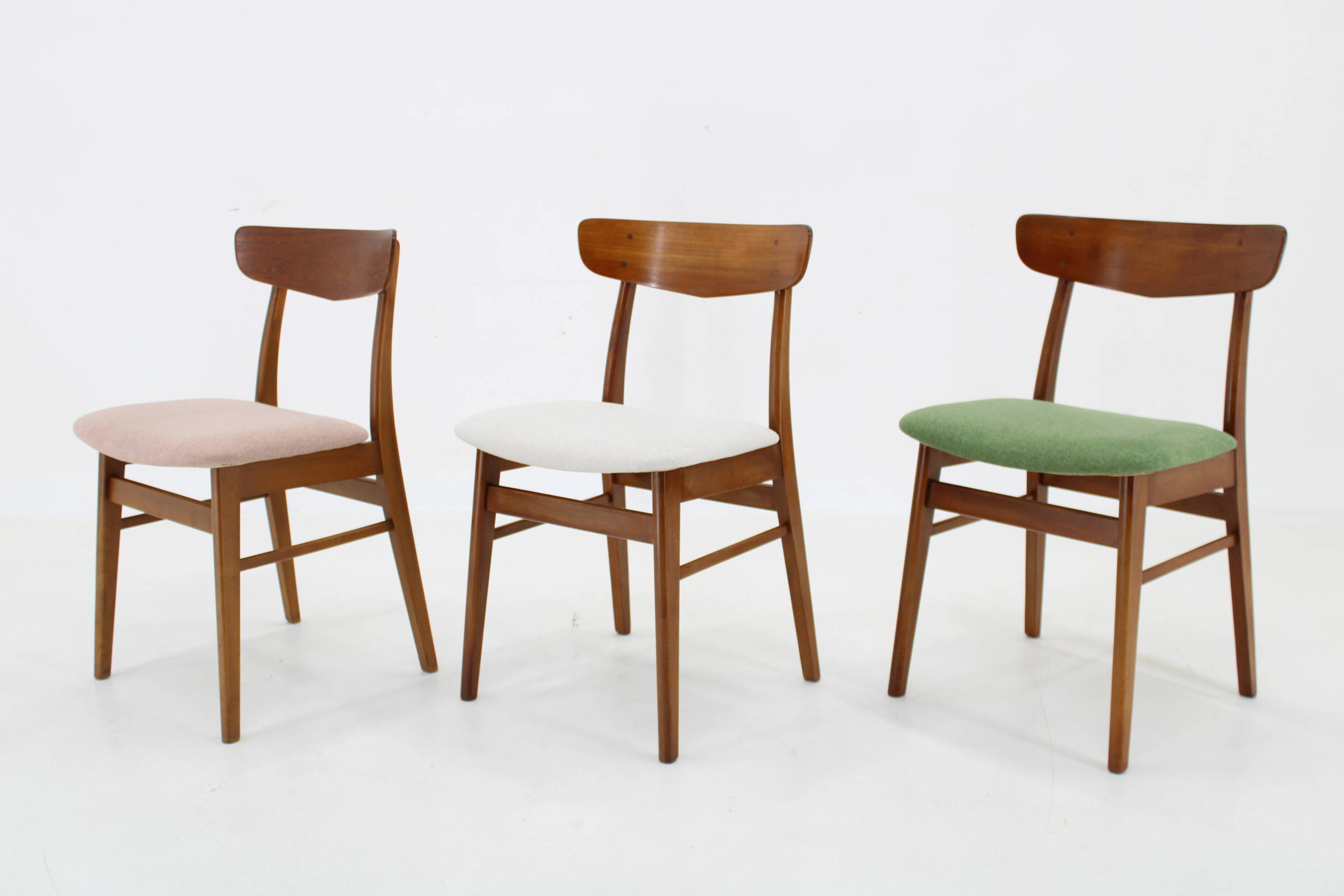 1960s Set of Three Danish Teak Chairs, Restored