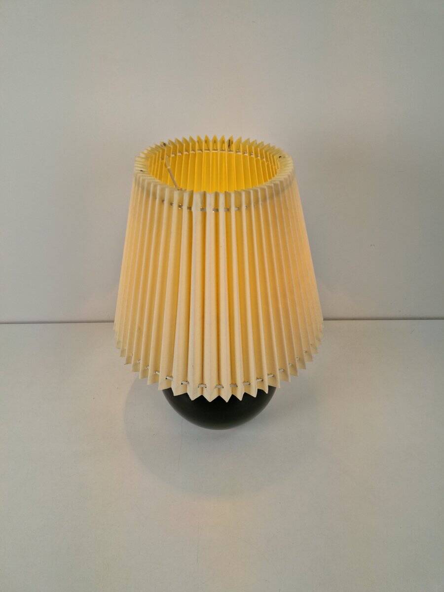 Black Opaline Glass Spherical Table Lamp in the style of Jacques Adnet, 1950s