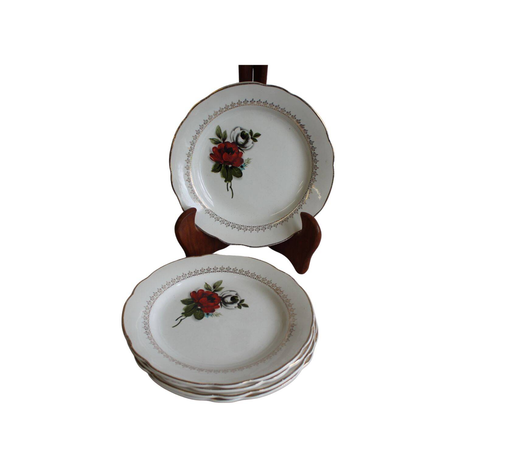 Plate with pink roses Digoin