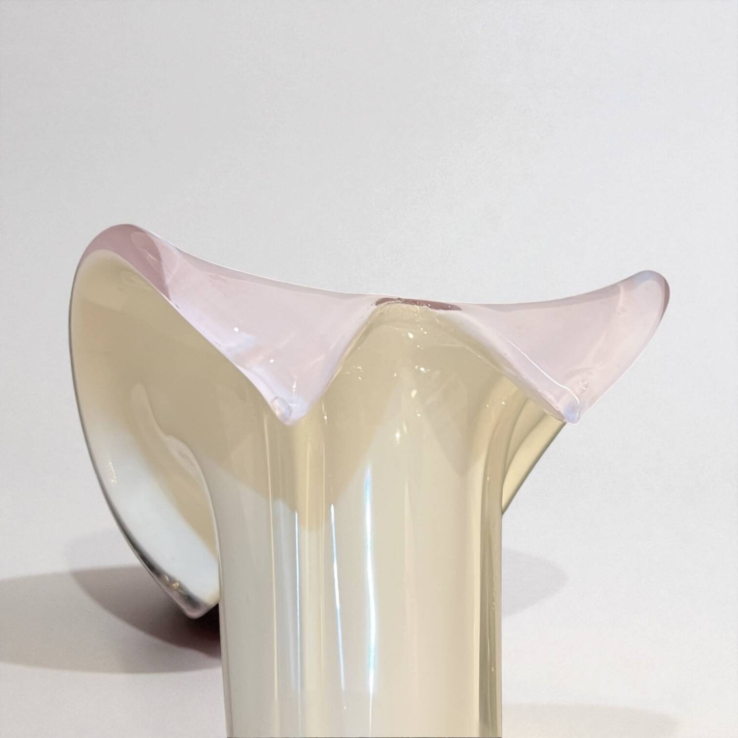 Murano blown glass soliflore vase, white - parma, vintage 1970s