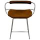 Kitchen bar stool with a back, aged silver metal and dark brown leather.