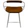 Kitchen bar stool with a back, aged silver metal and dark brown leather.