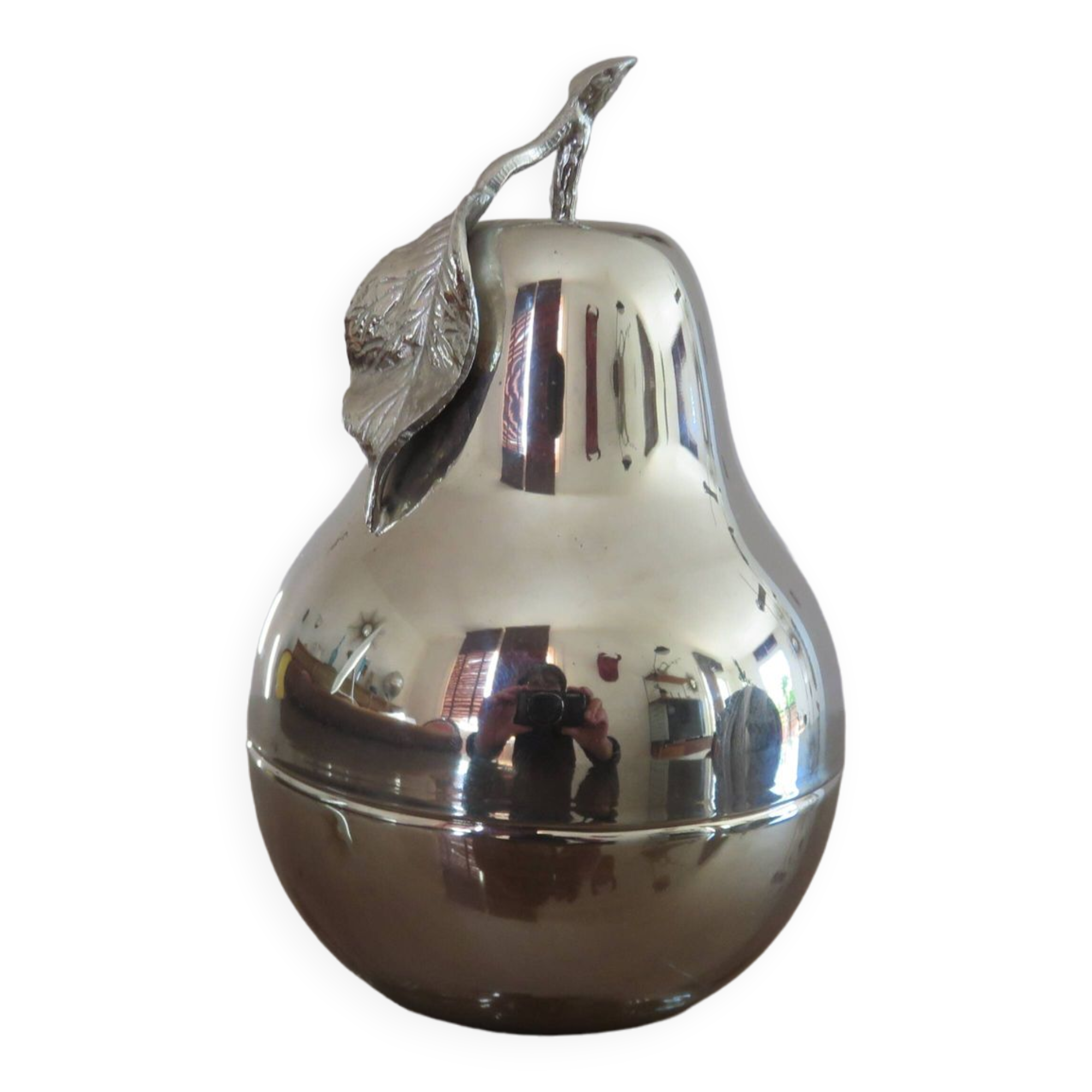 “Pear” sugar bowl in silver metal from the 70s