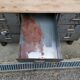 Antique workshop workbench, vintage, metal and wood