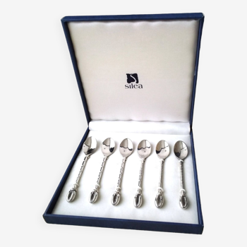 Box of 6 silver-plated mocha spoons Siléa