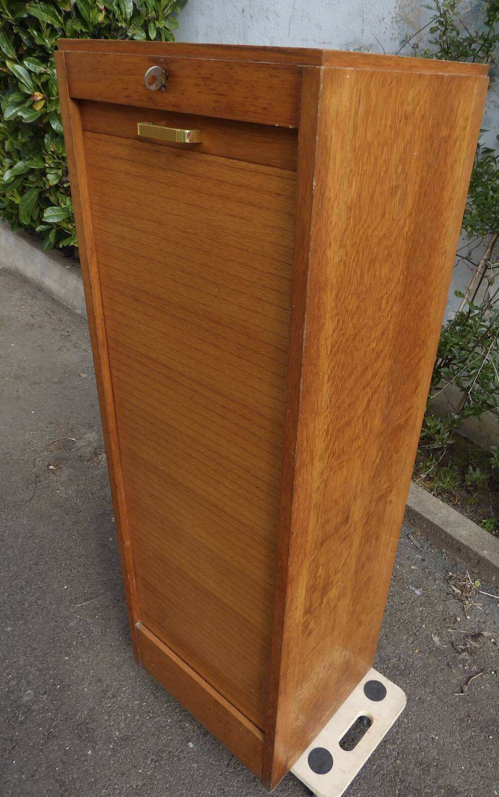 Vintage 1960s storage cabinet with curtains