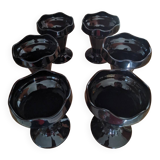 Selling 6 black glass ice cream cups, vintage 80s, luminarc