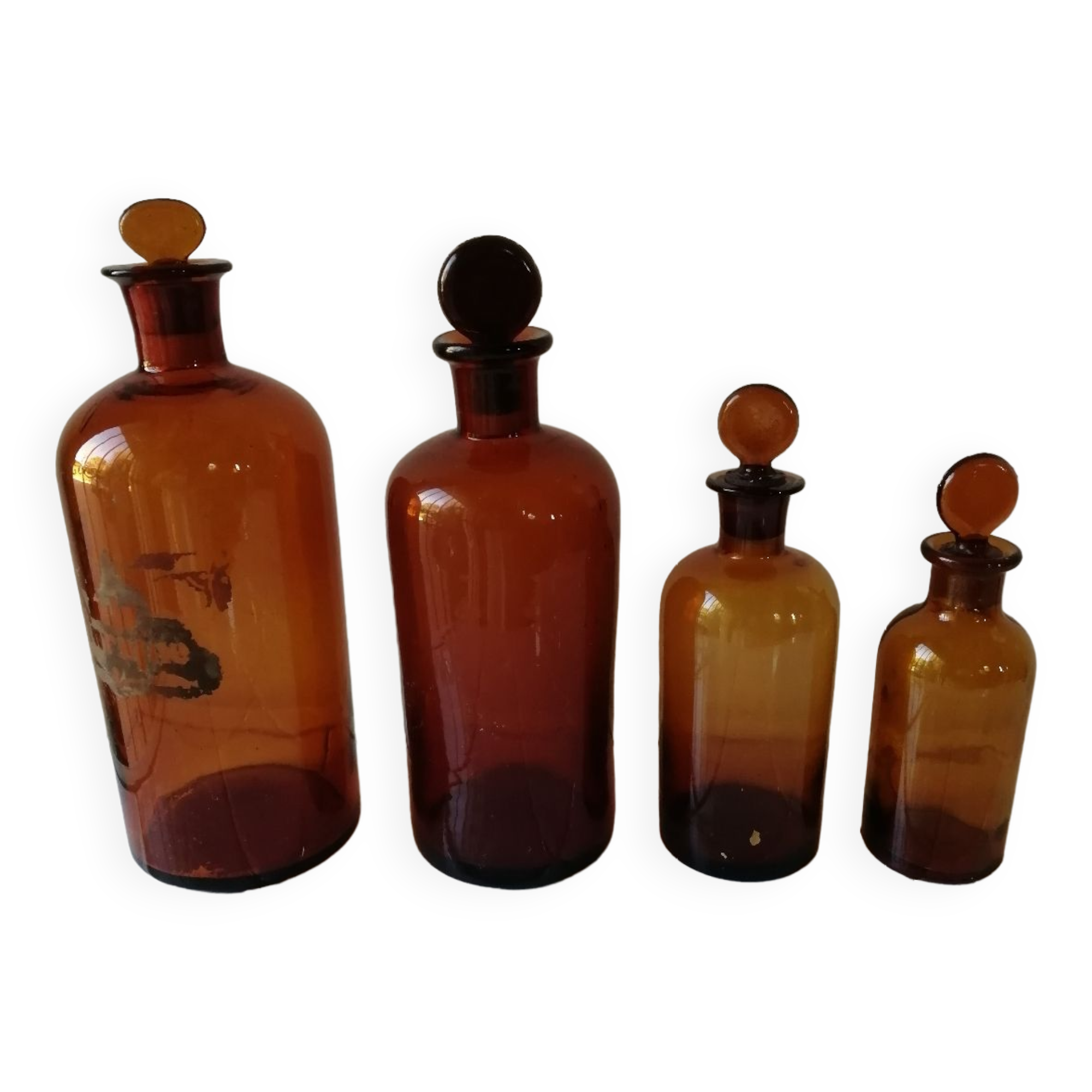 Set of 4 bottles of apothecary