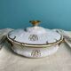 Soup tureen, vegetable dish in fine Limoges porcelain Monograms PJC gold