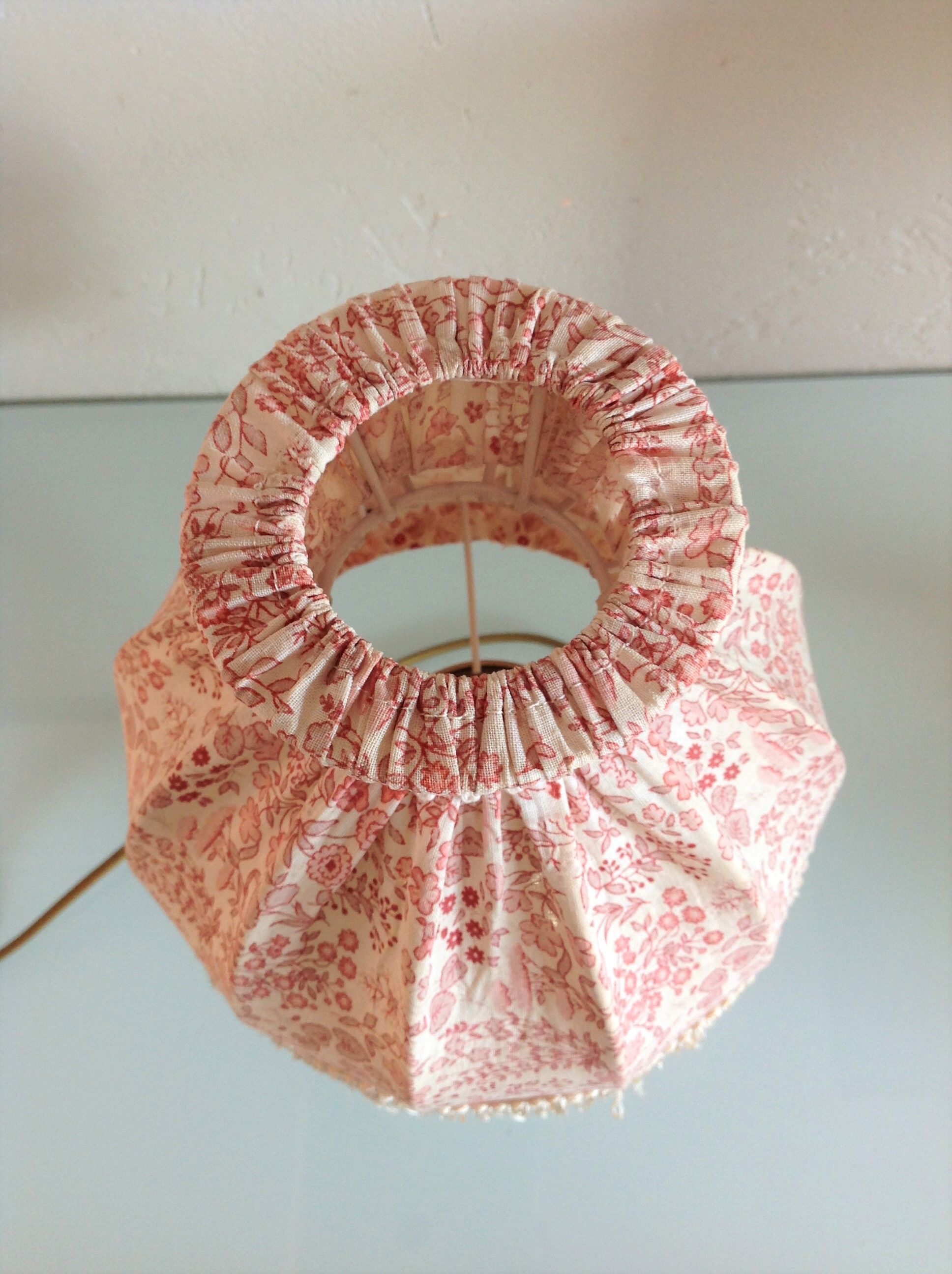 Brass bedside lamp and pink/vintage lampshade 60s-70s