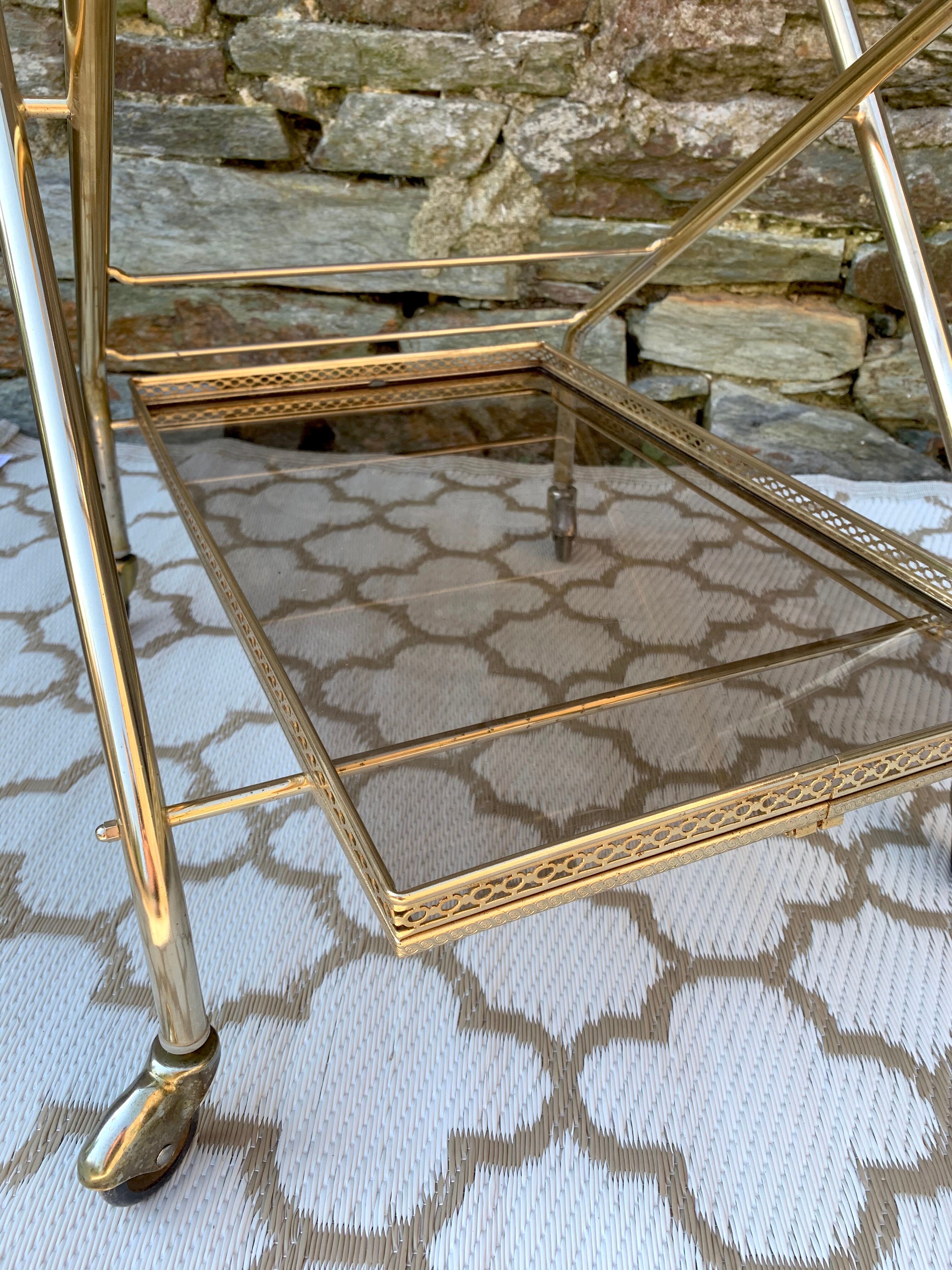 Golden dessert with wheeled glass tray