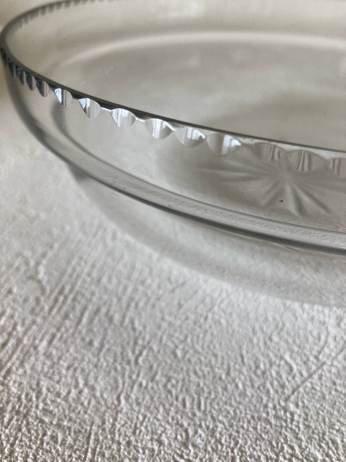 Antique crystal fruit bowl on a brass pedestal