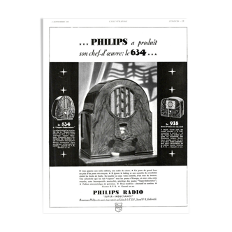 Vintage poster 30s Radio TSF Philips