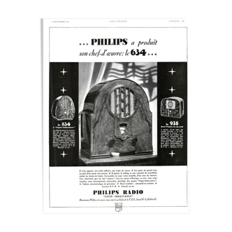 Affiche vintage années 30 Radio TSF Philips