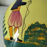 Quimper Henriot Vase – Rare mixed decoration (D.301 + monochrome) on a yellow background