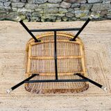Rattan armchair and black metal base 1960