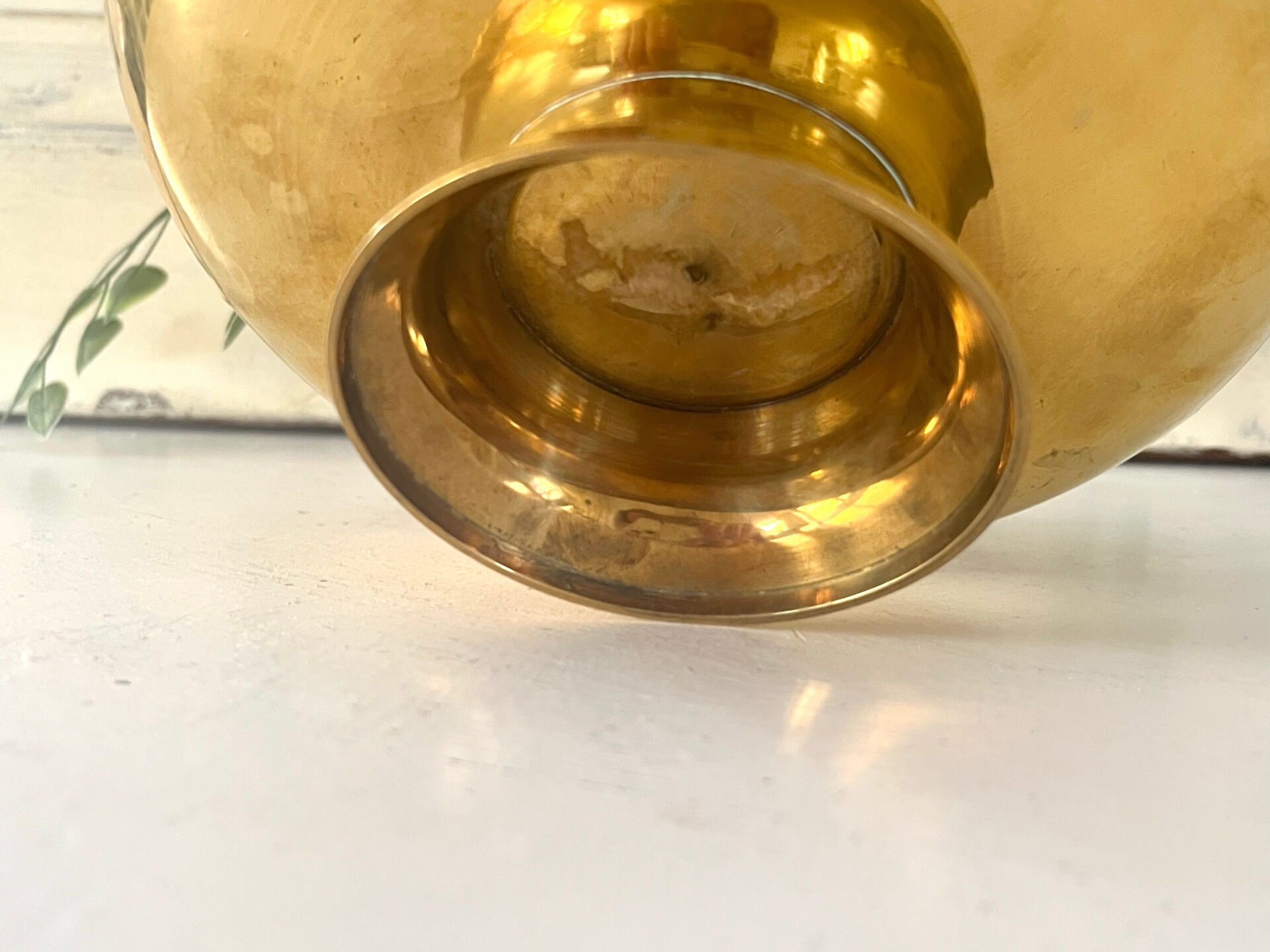 Brass cloisonne basket with handle – mid century circa 1950s art deco