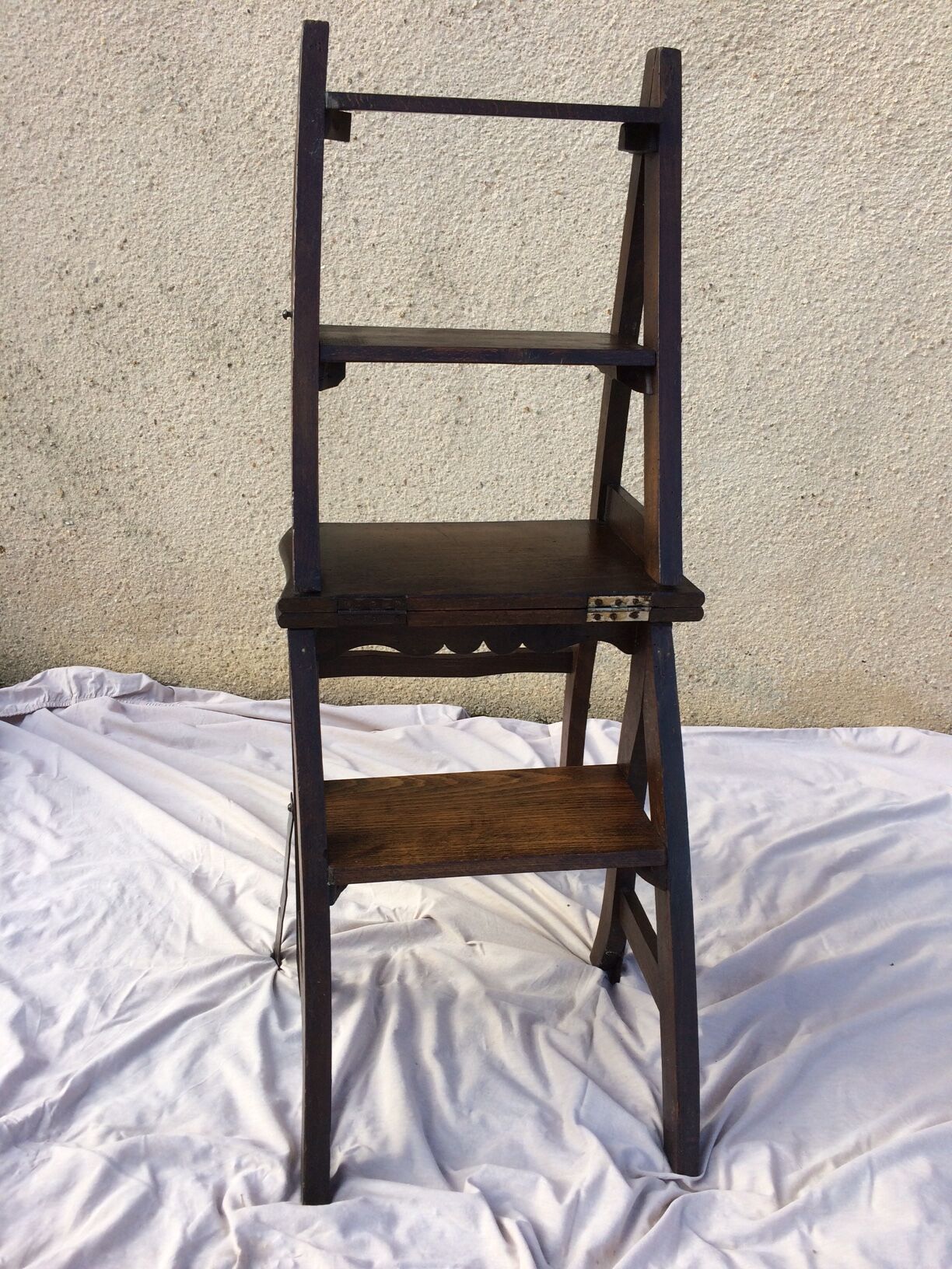 Old wooden stepladder chair