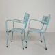 Lot de 2 chaises de jardin industrielles en acier avec accoudoirs, années 1950