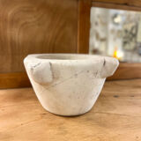 Old white grey marble mortar