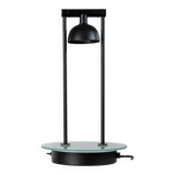 Black Metal Table Lamp with Clear Glass Base - Postmodern Memphis Italian Design, 1980s