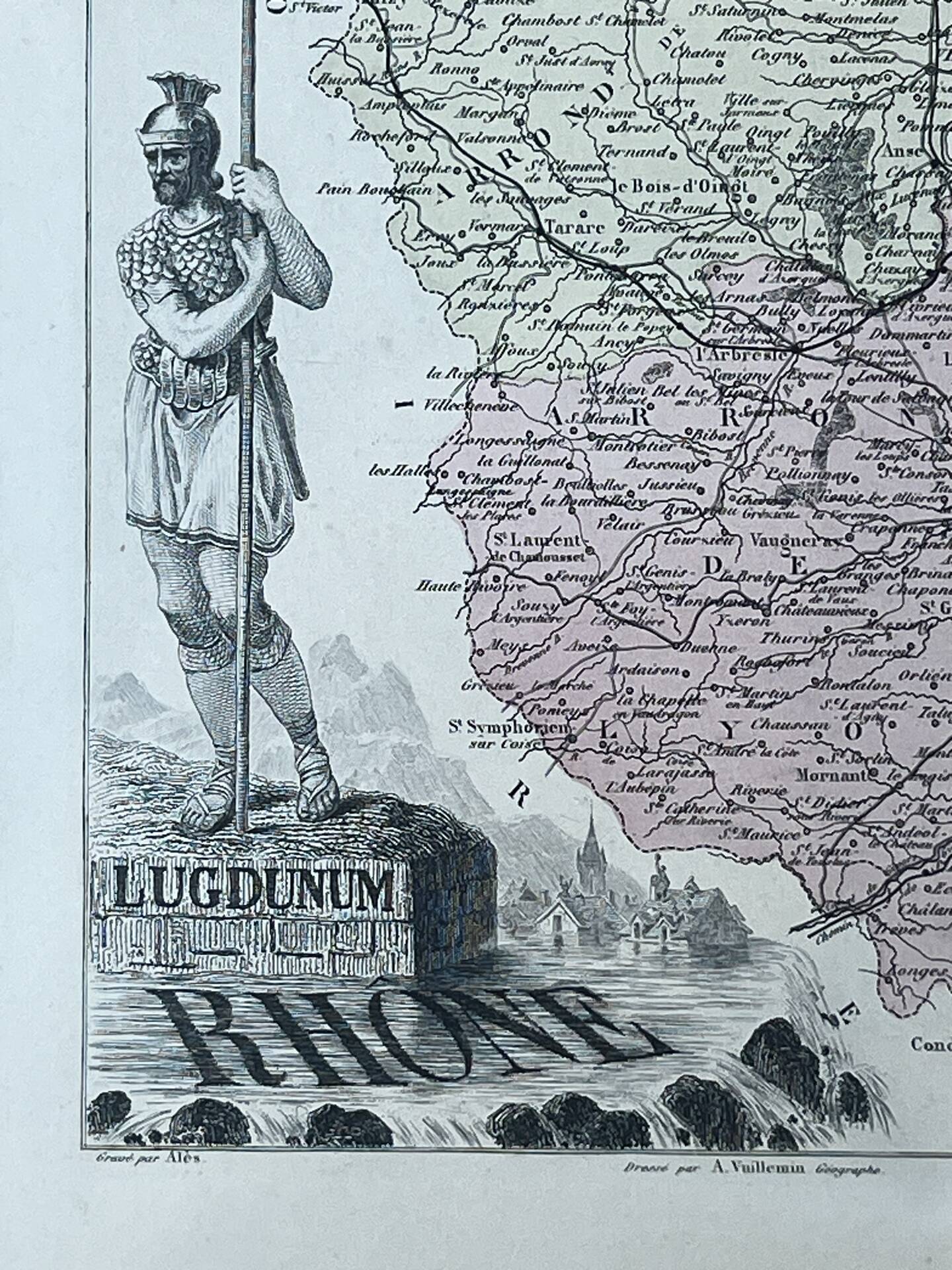 Map of the Rhône - Lyon, Ampère, Jacquart, 23x27cm