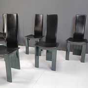 Copy of set of 6 Italian leather and green lacquer dining chairs, 1980s