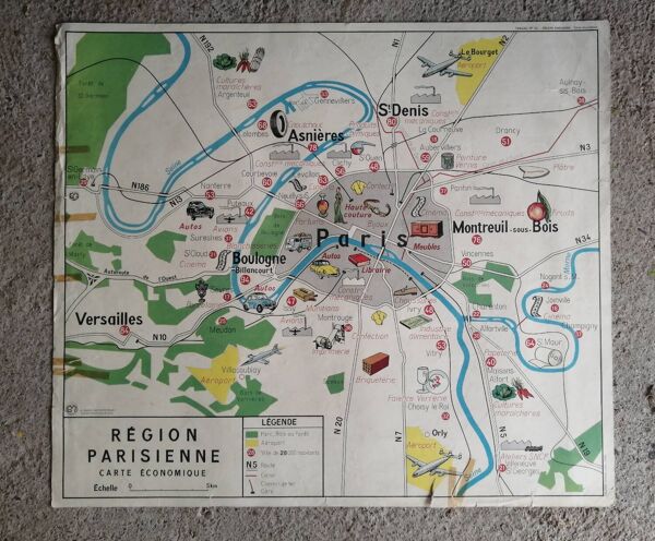 Carte scolaire vintage mdi France Paris Région parisienne