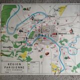 Vintage school map mdi France Paris Paris region