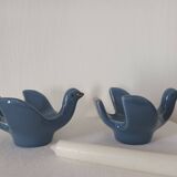 Pair of vintage Italian ceramic bird candlesticks