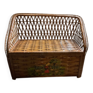 banc coffre rotin osier