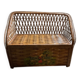 Wicker rattan storage bench from the 60s/70s