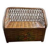 Wicker rattan storage bench from the 60s/70s