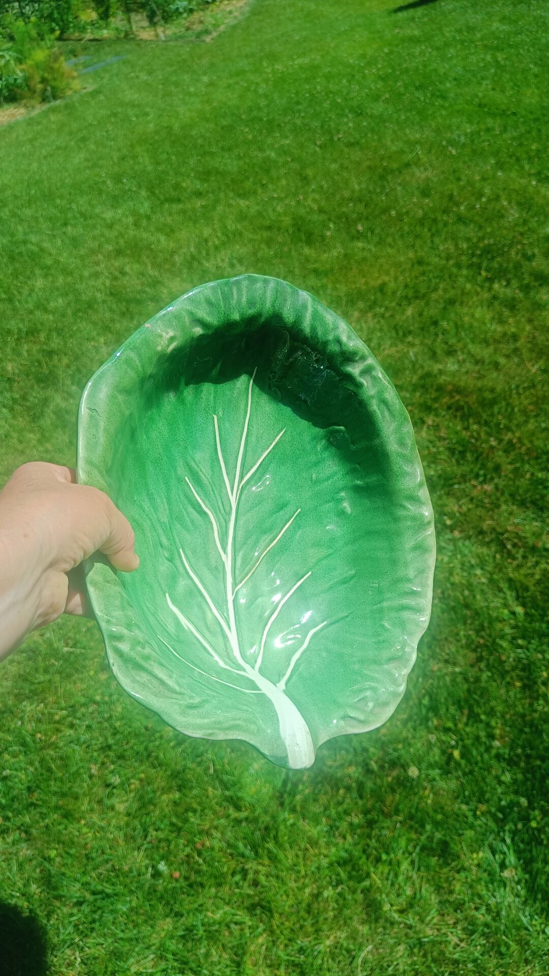 Vintage cabbage decorated earthenware salad bowl