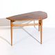 Vintage Scandinavian side table with three legs by LJ Bord, teak and beech, 1950s–1960s.
