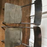 Pair of chrome metal folding chairs