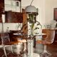 Dining table glass chrome and marble 1970s Italian vintage design