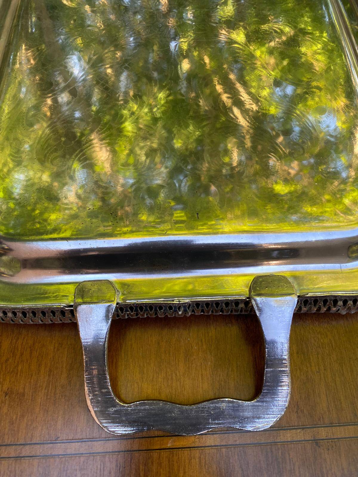 Sculpted silver serving tray