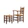 Rustic Armchair and Stool in stained oak and rush, France 1950s